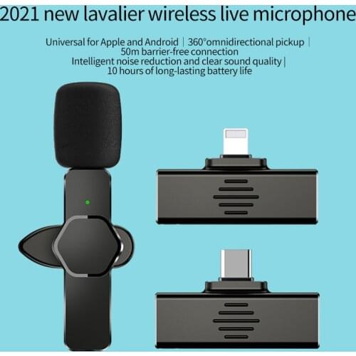 Lavalier Wireless Live Microphone For IPhone Android Audio Video Recording Mini Mic For Mobile Phone Live Broadcast For Gaming