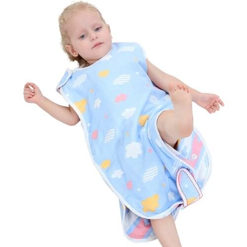 Summer Cotton Baby Sleeping Bag Sleeveless Sleep Sack 4 Layers Boy Girl Infant Toddler Sleep Bag Vest Tank Top Kids Sleeping Bag
