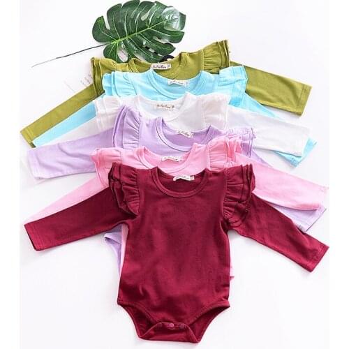 8 colors Newborn Baby Girls Boys Ruffles Romper Infant Kids Outfits Jumpsuit Little Girls Plaint Playsuit Clothes Casual