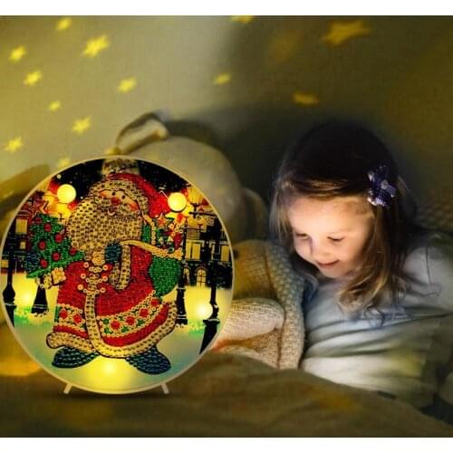 DIY chrismas Diamond Painting Light DIY Embroidery Lamp Partial Special Drill LED Lamp Round Shinny Beads children gift