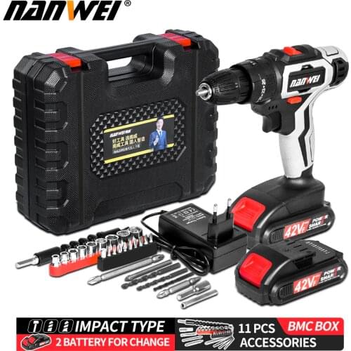 21V 3 In 1 Electric Cordless Impact Drill 13mm 2-Speed Rechargable Electric Screwdriver Drill Li-Ion Battery