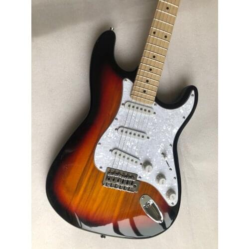 Electric guitar St / Black Guitar / Pearl guard / Chinese Guitar / free delivery