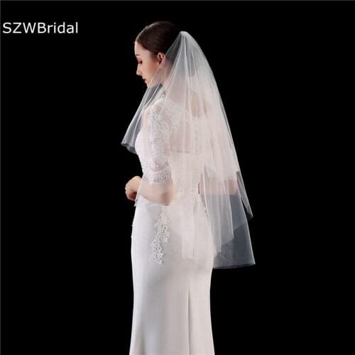 New Arrival Two Layer Cheap Wedding veils Metal Comb White Ivory Bridal Veil Mariage Bride Sexy bridal headwear