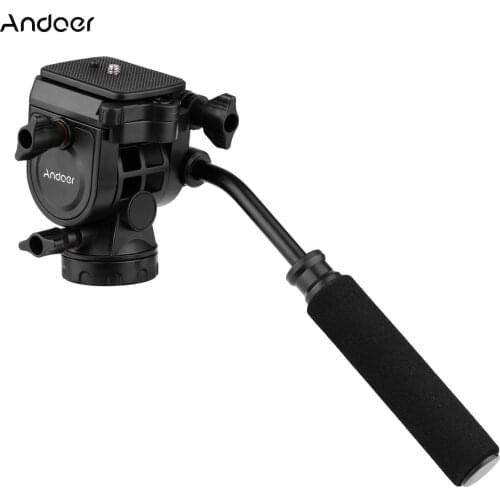 Photography Andoer Fluid Hydraulic Ball Head Panoramic Max. Load 5KG w/ Handle for 1/4 inch Screw Camera 3/8 inch Monopod Tripod