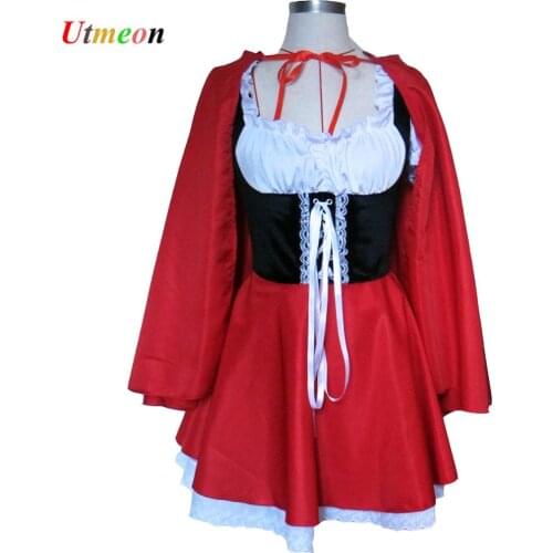 UTMEON Material Object Photo-Plus Size S-6XL Costume Adult Little Red Riding Hood Costume