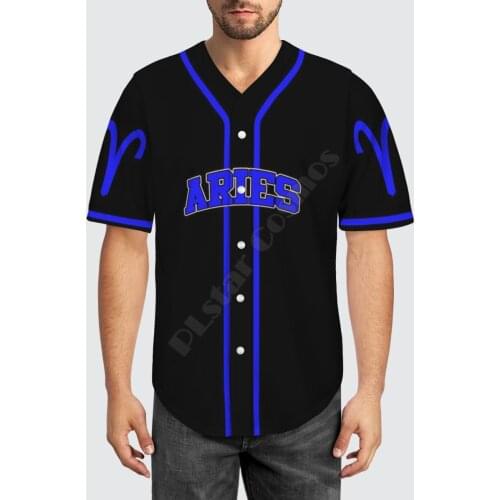 Baseball Jersey Beach Summer Aries 3D All Over Printed Mens Shirt Casual Shirts hip hop Black tops 08
