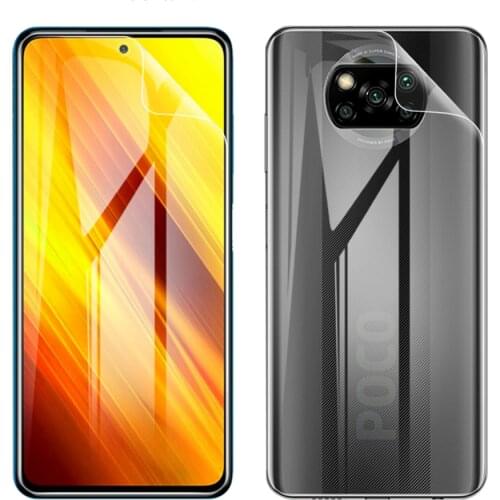 2PCS Hydrogel Film For XIAOMI POCO X3 NFC TPU Screen Protector For xiaomi pocophone m3 pro Back Film poco F3 Protective Film