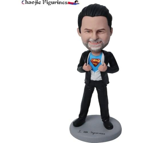 Birthday Custom Character Clay Sculpture Real Person Shaking His Head Doll Decoration Cake Top Hat Shaking His Head Toy Figures