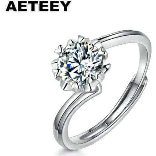 925 Sterling Silver Snowflake Moissanite Ring Women 1Ct Classic Button Arm Ring Engagement Romantic Cute Ring Fine Jewelry JA-43