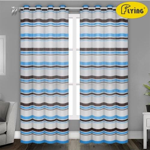 Flying European Stripe design home decoration modern curtain tulle for Living room fabrics organza sheer panel window treatment