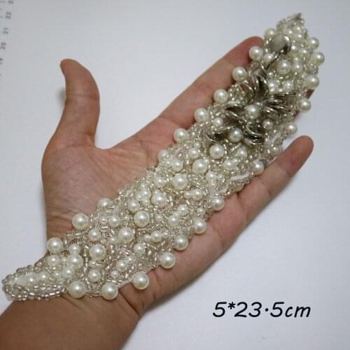 Fashion pearl patches for clothing DIY Sew on patch embroidery parches ropa applique for dress parche ropa