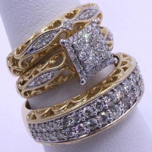 Fashion Women Rings Set Vintage Zircon Rings For Women Accessories Jewelry Wedding Band Engagement Statement Gift