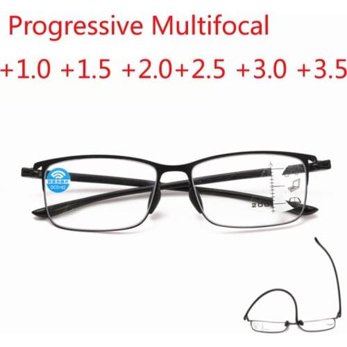 Anti-blue light Progressive Multifocal Reading Glasses Retro Hyperopia Prescription Eyeglasses +1.0 +1.5 +2.0 +2.5 +3.0 +3.5