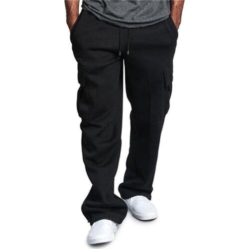2020 Men Trousers Solid Color Elastic Waist Loose Long Trousers Mens Hip-hop Breathable Casual Pants Pantalones