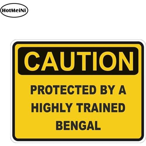 HotMeiNi 13*10cm Caution Protected By Bengal Warning Funny Car Sticker Cat Pet Decal Vinyl Car Styling Body Decals Accessories