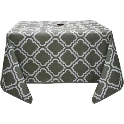 Outdoor Waterproof Spillproof Square Zipper Tablecloth With Umbrella Hole For Camping, Picnic, Afternoon Tea, BBQ-ABUX