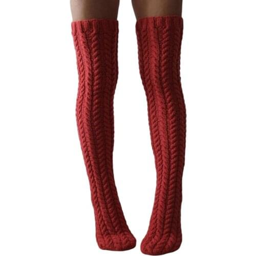 Hirigin Autumn Winter Warm Knitted Women Stockings Girls Over Knee Long KnittingThigh High Socks Sweet Cute Plus Size