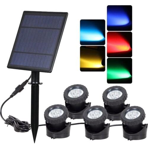 IP68 RGB Changeable Solar Underwater Lights Lamp Outdoor Waterproof Solar Spotlight Swimming Pool Fountains Pond Aquarium Light