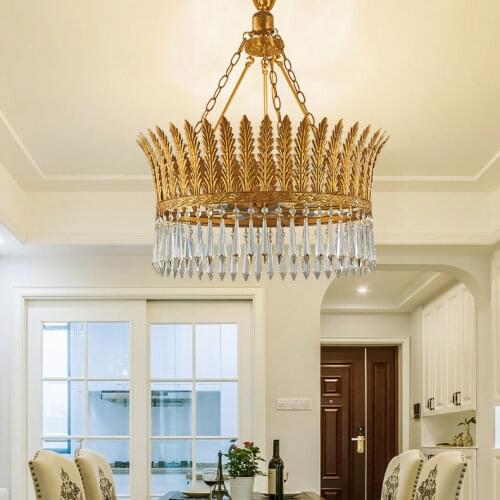 Simple European New Chinese Classical Retro Copper Country Small American Double Chandelier Living Room Dining Room