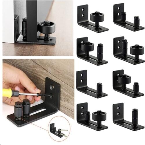 8 In 1 Carbon Steel Adjustable Sliding Barn Door Floor Guide Stay Roller Wall Mount Roller Fixing Home Hardware Accessories