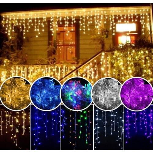 5m Christmas Lights Droop 0.4-0.6m Waterproof Garland Led Icicle String Lights for Garden House Eaves New Year Decoration