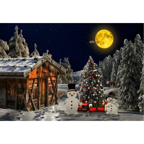 Christmas Winter Forest Backdrop Christmas Tree Cute Snowman Background Xmas Family Party Decoration Photo Booth Photography