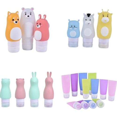 60/80/90ML Portable Cute Refillable Travel Silicone Empty Bottles Shampoo Shower Gel Lotion Sub-bottling Tube Squeeze Container