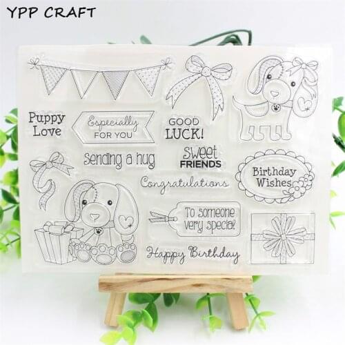 YPP CRAFT 1 Sheet Lucky Dog Transparent Clear Silicone Stamps for DIY Scrapbooking/Card Making/Kids Fun Decoration Supplies 240