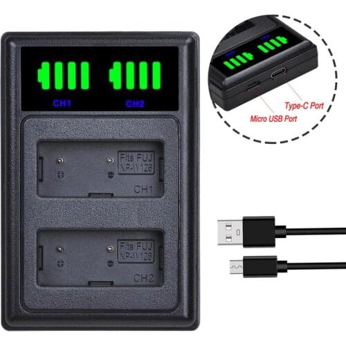 1Pc NP-W126 NP-W126S NP W126 W126S Battery Charger with type-C Dual LED Charger for Fuji HS30EXR HS50EXR X100F X-PRO1 X-PRO2 X-A
