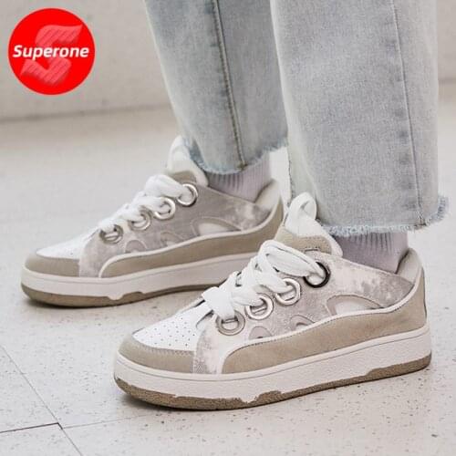 Superone New Sneakers Woman Real Leather Mix Color WomenS Shoes Fashion Casual Shoes Ladies Daily Women Footwear Size 35-40