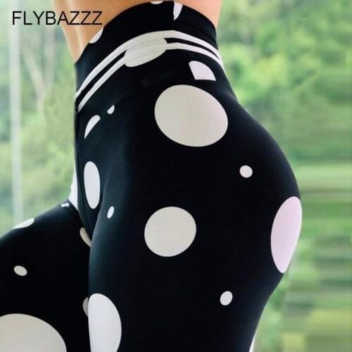 2019 Womens Sports Dot Printed Yoga Pants Gym Black Sport Leggings Fitness Sexy Running Tights Trousers Women Slim Pencil Pants