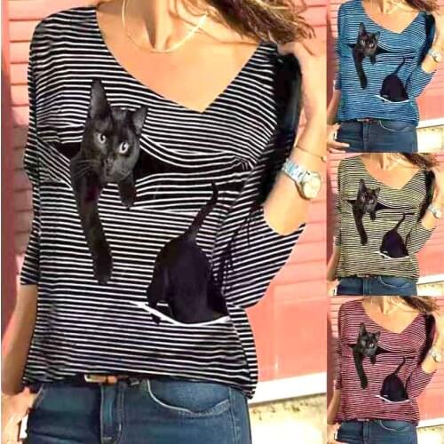 Taytayvola Women Stripe Tops Lady Fashion Three-color Stitching Short Sleeve Clothes Summer O-Neck Long Sleeve Loose T-Shirt