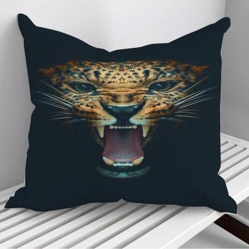 Angry leopard face poster Throw Pillows Cushion Cover On Sofa Home Decor 45*45cm 40*40cm Gift Pillowcase Cojines Dropshipping