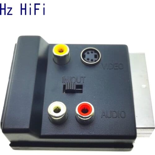 1Pcs Scart Adaptor AV Block to 3RCA JACK Phono Composite S-Video with in/out Switch Scart Adaptor AV Block
