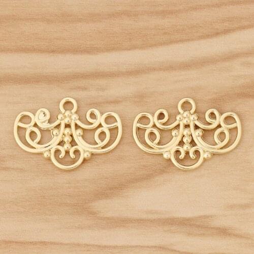 10 Pieces Gold Tone Flower Chandelier Connectors Link Charms Pendants 2 Sided for Jewellery Making Accessories 30x20mm