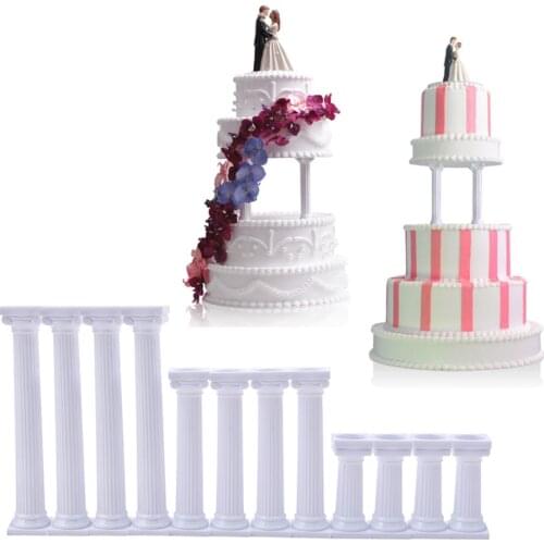 12 Pcs/Set White Roman Column Grecian Pillars Cake Stand Fondant Support Mold Decor Wedding Valentines Day Cake Decorating Tool