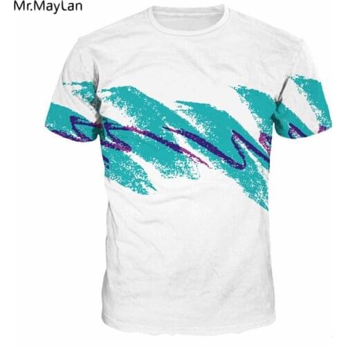 Mr.MayLan 2018 Simple Blue Waves Print 3D t shirt Unisex Men Women Summer White Tees Tops Mens T shirts Clothes camiseta hombre
