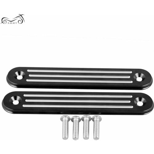 2x Black CNC Front Turn Signal Eliminators For Harley Batwing FLHX Trike 06-18 Electra Glide Ultra Classic FLHTCU