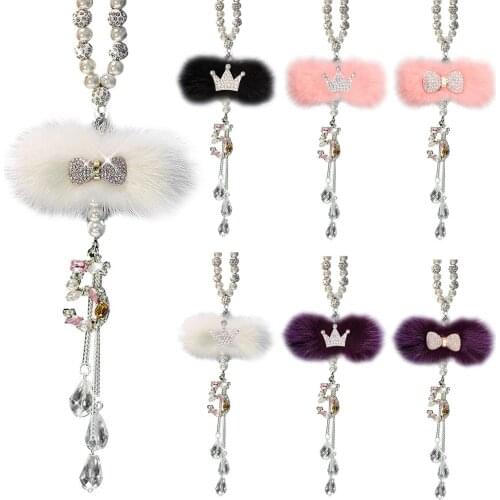 36X9cm Simple Pompom Fur ball Keychain Artificial fox Fur Animal Key Chain For Woman Car Bag Accessories Key Ring