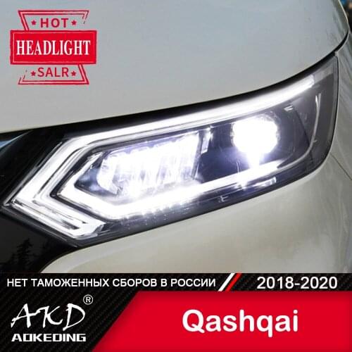 AKD Car Styling Headlights for Nissan Qashqai 2018-2020 LED Headlight DRL Head Lamp Led Projector Automotive Accessories