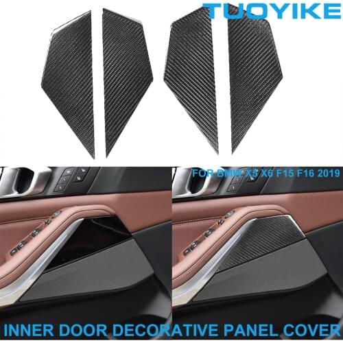 LHD RHD Car Styling Real Dry Carbon Fiber Interior Inner Door Panel Decorative Cover Trim Sticker For BMW X5 X6 G05 G06 19-2021