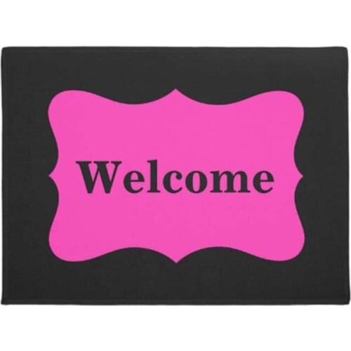 Black Hot Fuchsia Bright Pink Welcome Doormat Home Decoration Entry Non-slip Door Mat Rubber Washable Floor Home Rug Carpet