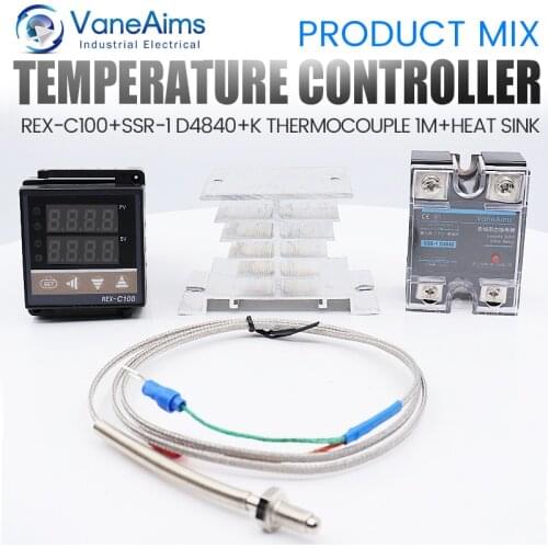 Digital PID Temperature Controller REX-C100 REX C100 thermostat + 40DA SSR Relay+ K Thermocouple 1m Probe RKC
