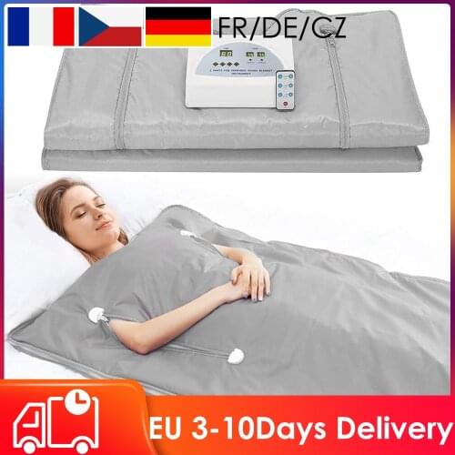 Far Infrared Sauna Blanket 2 Zone Weight Loss Detox Therapy FIR Sauna Blanket For Body Shape Slimming Fitness For Women 110/220V