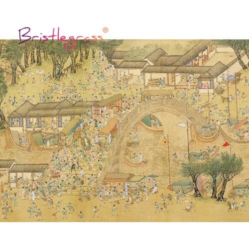 BRISTLEGRASS Wooden Jigsaw Puzzle 500 1000 Piece Qingming Festival Riverside Scene Bridge Educational Toy Chinese Painting Decor