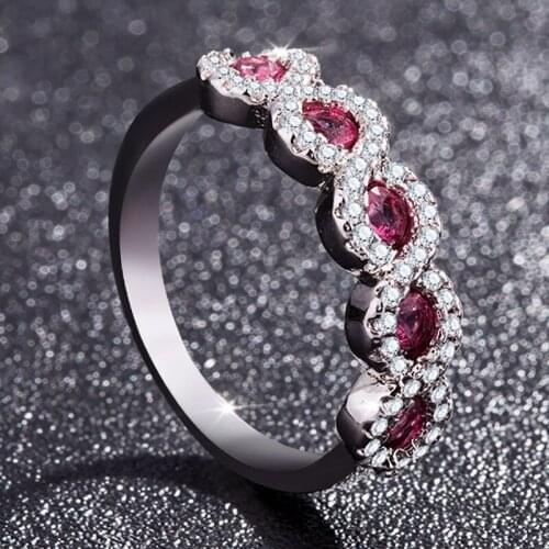 Milangirl Classical Silver Color Women Purple Oval Zircon Crystal Ring for Bridal Wedding Engagement Trendy Jewelry Bijoux Femme