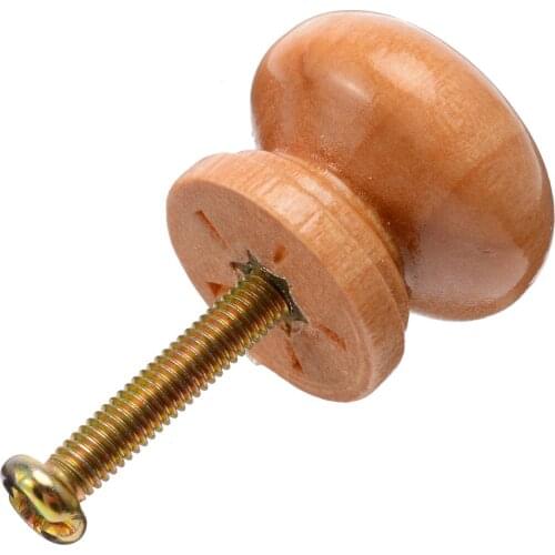 Round Wooden Cabinet Door Handles Drawer Wardrobe Door Knobs Pull Furniture Hardware Wood Handles With Screws 20pcs