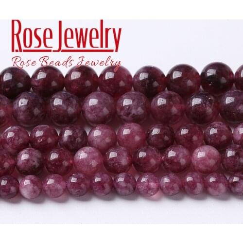 Round Purple Lepidolit Stone Beads Natural Loose Spacer Beads DIY Bracelet For Jewelry Making 6mm 8mm 10mm 15" Strand Wholesale