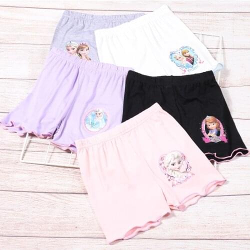 Summer Girl Safety Shorts Kid Pant Cartoon Frozen Anna Elsa Sofia Girl Underwear Solid Legging Boxer Briefs Children Beach Short