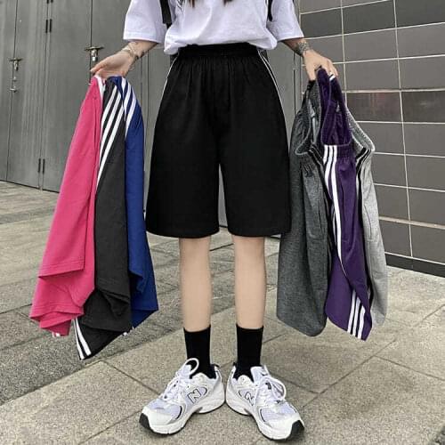 Summer 2021 Womens Shorts South Korea Plain Stripe Pants Loose Sports Leisure Popular Logo Boys And Grls Pants